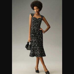 New M By Anthropologie The Cecily fit & flare sweetheart dress in Black & White